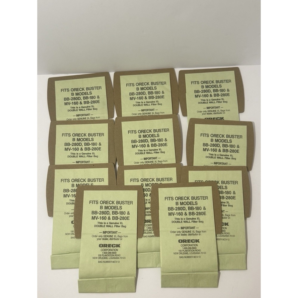 (11) GENUINE OEM ORECK BUSTER VACUUM BAGS - BB-280D, BB-180, BB-280E, & MV-160